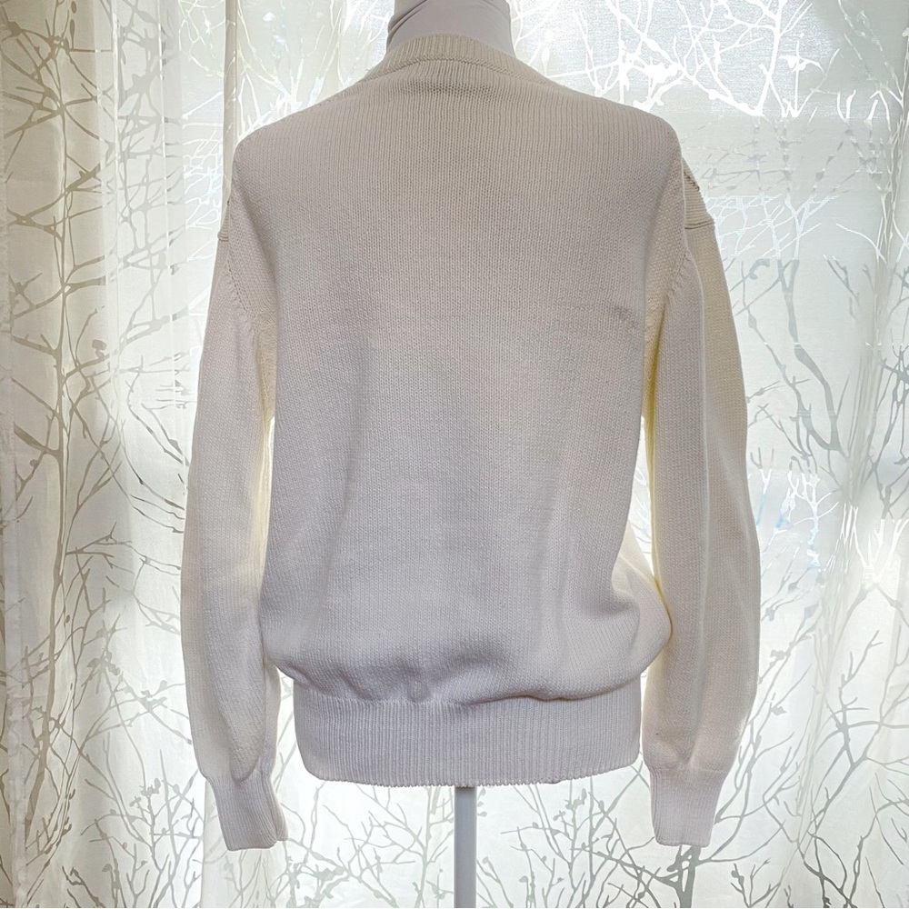 Vintage Pringle of Scotland cream white blue argyle diamond print knit sweater - Picture 4 of 6